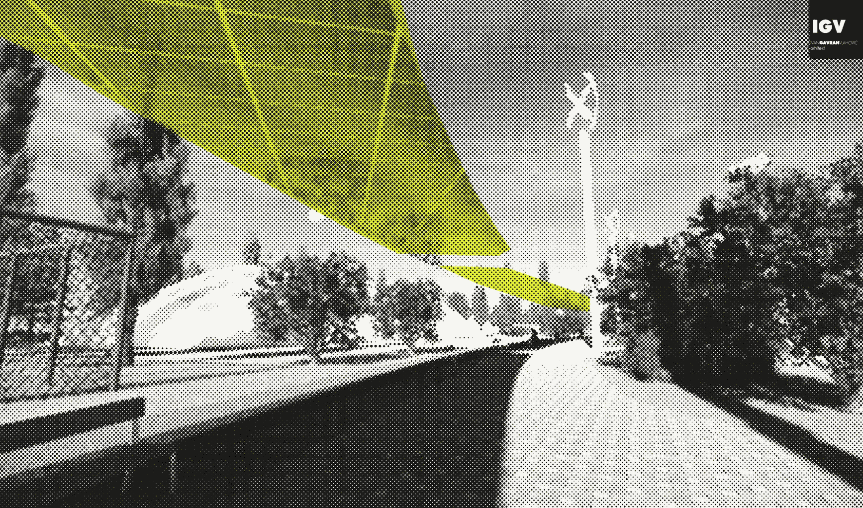 Render iz 2021.: promenada pod nadstrešnicom s fotonaponskim pločama, desno vjetroturbine s okomitom osi.